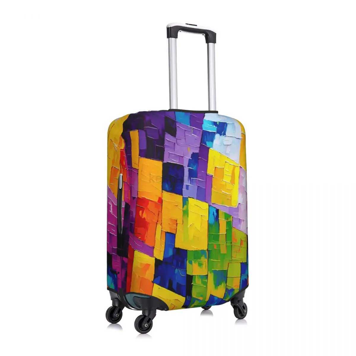 Brush Print Suitcase Cover Abstract Geometric Holiday Business Strectch Luggage Accesories ProtectionXJ240723