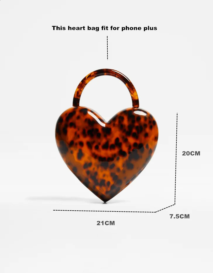DHXJ Acrylic heart bag women evening party cute amber dot color purse clutch handbag wholesale 240722