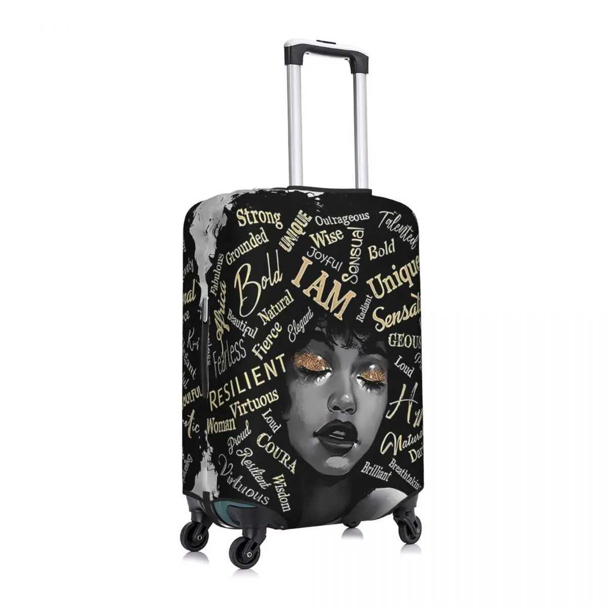 African American Woman Suitcase Cover Holiday Black Girl Elastic Luggage Supplies Cruise Trip Protection Xmas GiftXJ240723