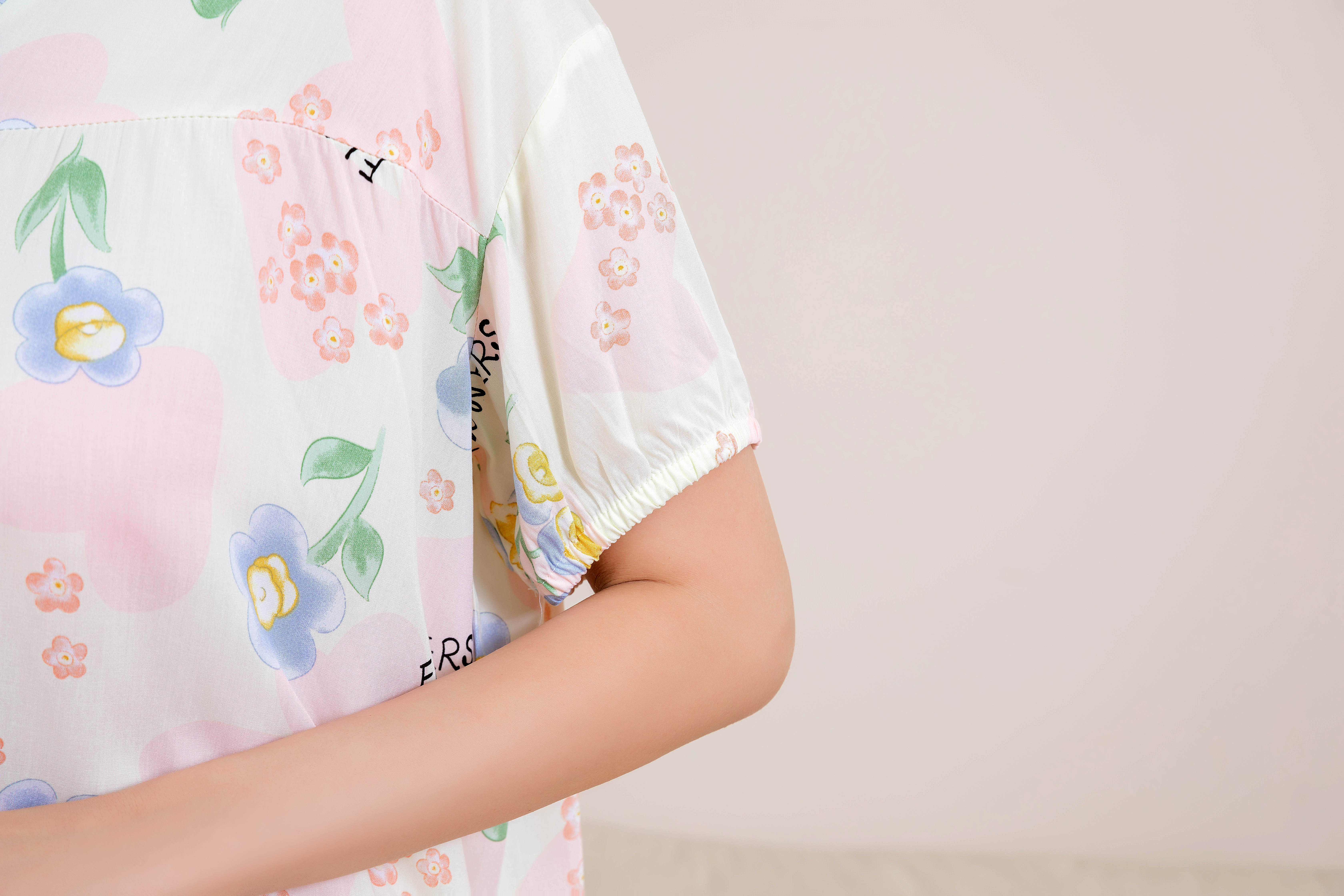 Women's Home Clothes Pajamas Blue Green Leaf Lily Shorts Set D214