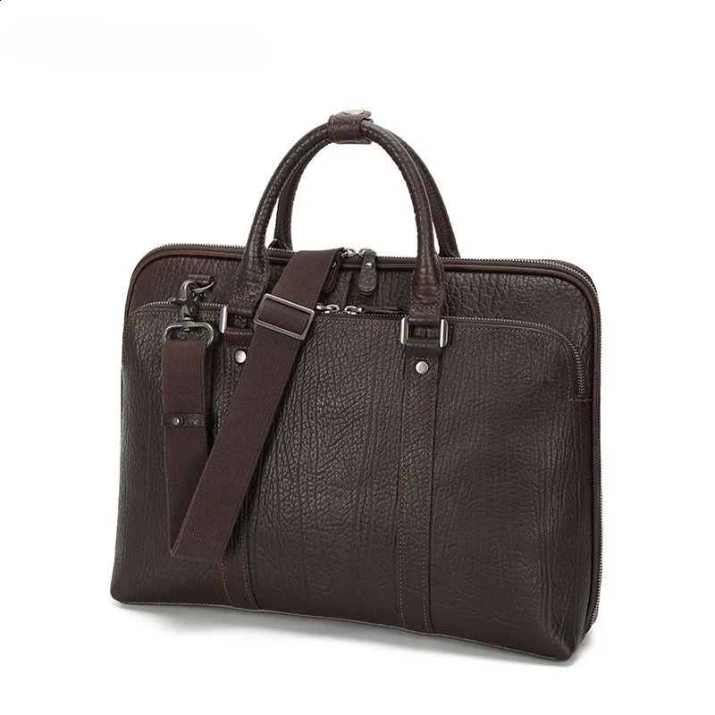 Fashion Business Men Handbags Briefcase Shoulder Crossbody Bag Genuine Leather Computer Messenger Bag Bolso Hombre 240723