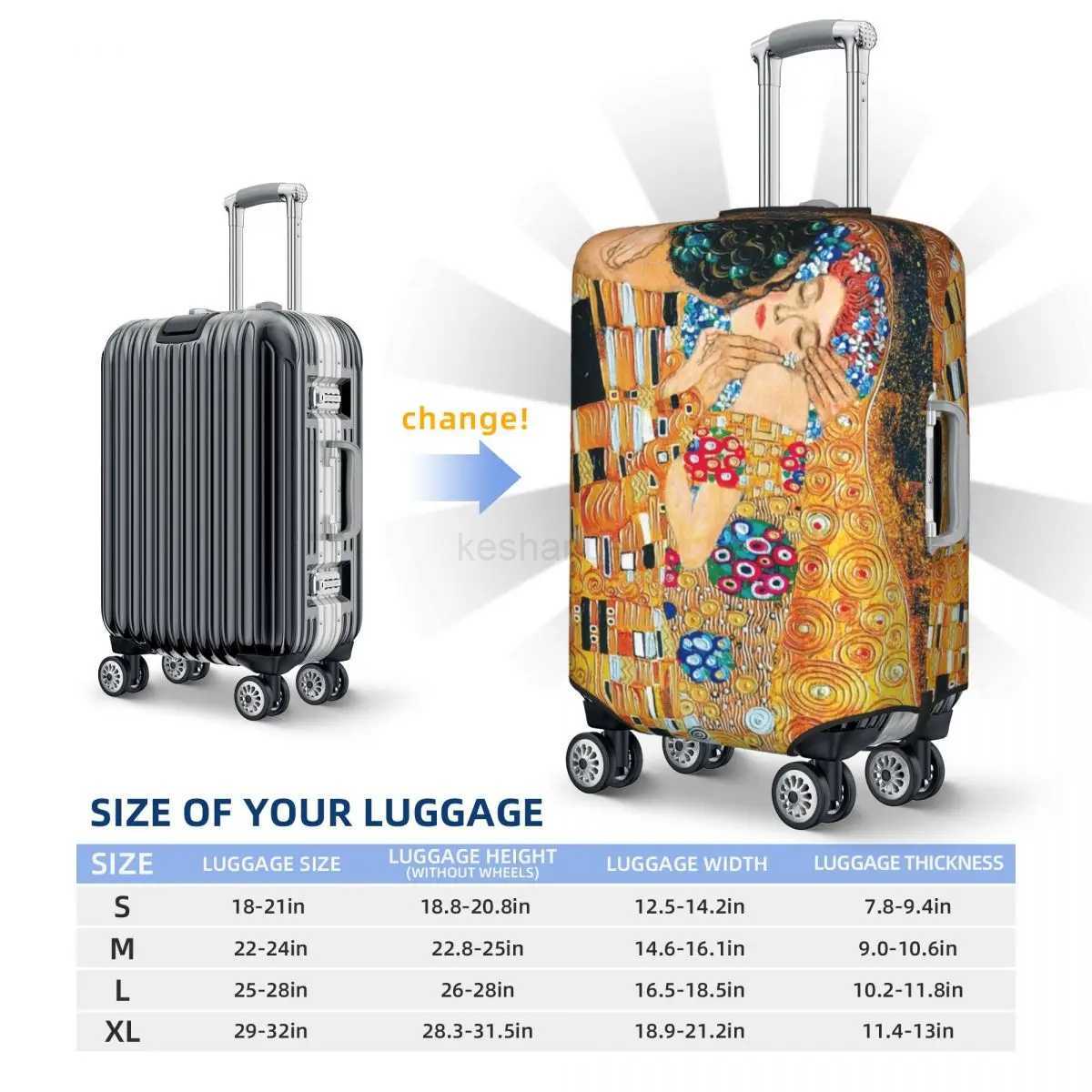 Klimt Suitcase Cover Flight Gustav The kiss Elastic Luggage Case Cruise Trip ProtectorXJ240723