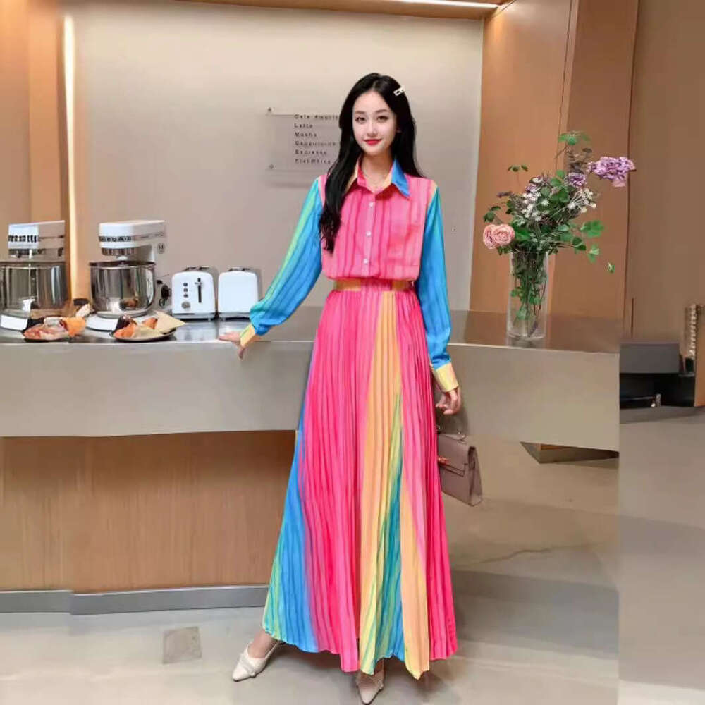 Temperament Womens New Light Mature Wind and Snow Spinning Grade Long Sleeved Top High Waist Hundred Pleated Half Skirt Set of Two BOHO DRESS SKINNY D