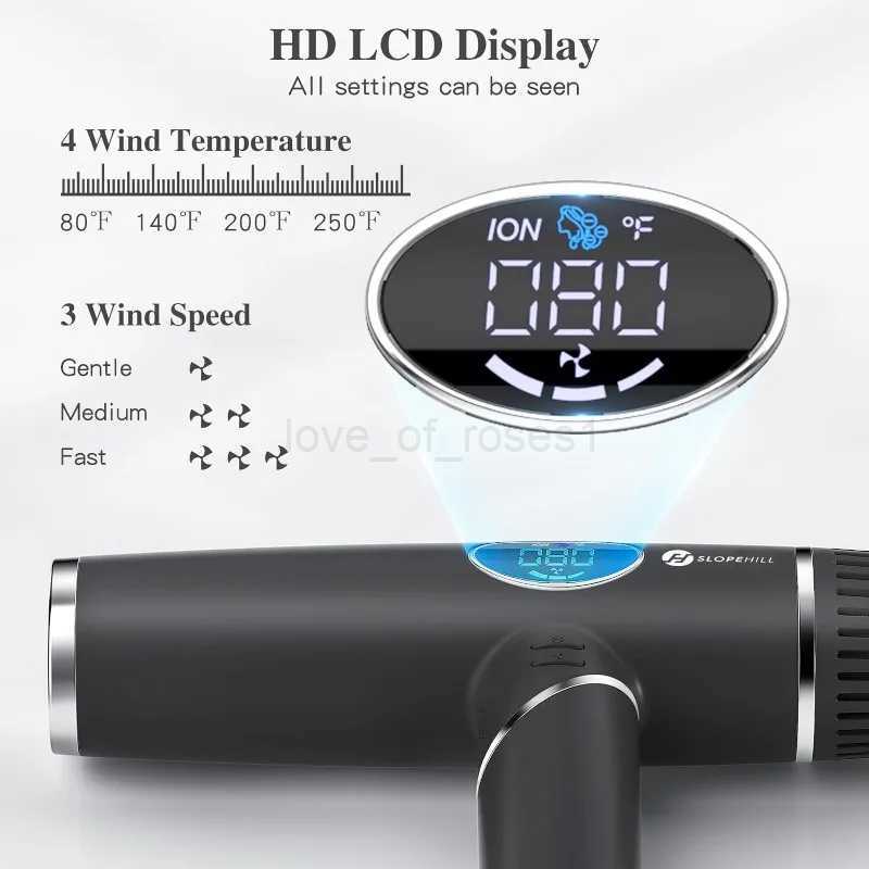 Slopehill Foldable Professional Ionic Hair Dryer 2000W Portable Blow Dryer with Magnetic Diffuser Attachment for Curly HairM240723