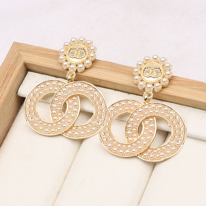 Designer Dia Pearl Stud Brand C Letter Dangle Earrings Women Wedding Party Gift Jewelry Accessories