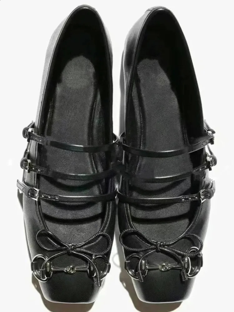 Estate Nuove Donne Balletto Scarpe Piatte Moda Testa Quadrata Comoda Mary Jane Studente 34-44 Grandi Scarpe Piatte 240719