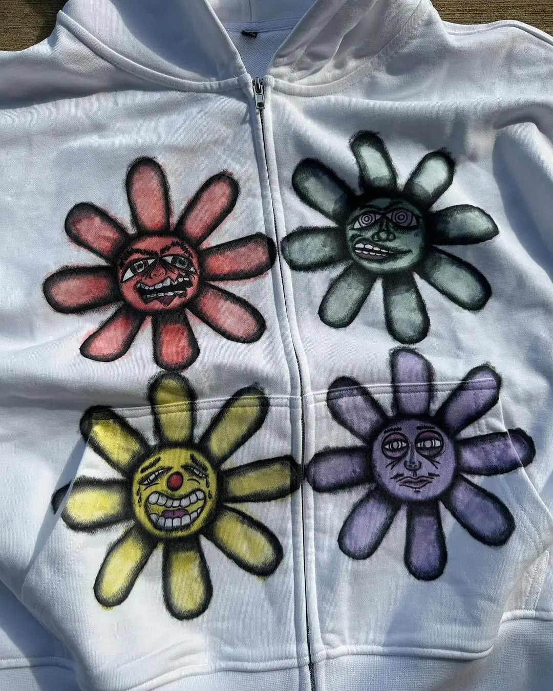 Harajuku Your Mood Hoodies Y2K Sweatshirt Cartoon Flower Graphic Oversized Hoodie Streetwear Gothic Couples Clothes Men Clothing 240722