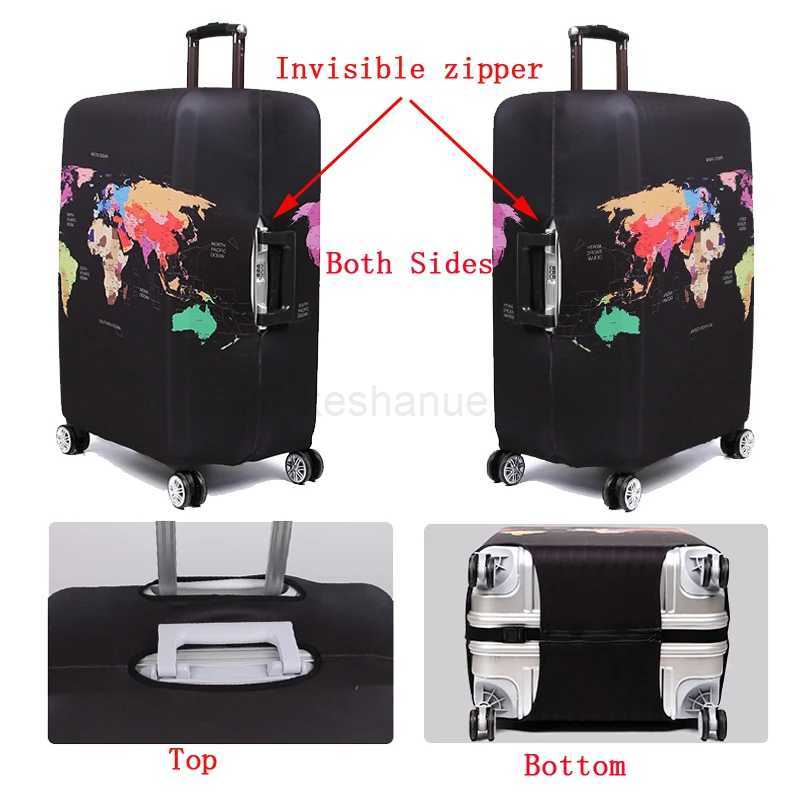 World Map Travel Luggage Suitcase Protective Cover Trolley Baggage Bag Cover Mens Womens Thick Elastic Case For Suitcase 272XJ240723