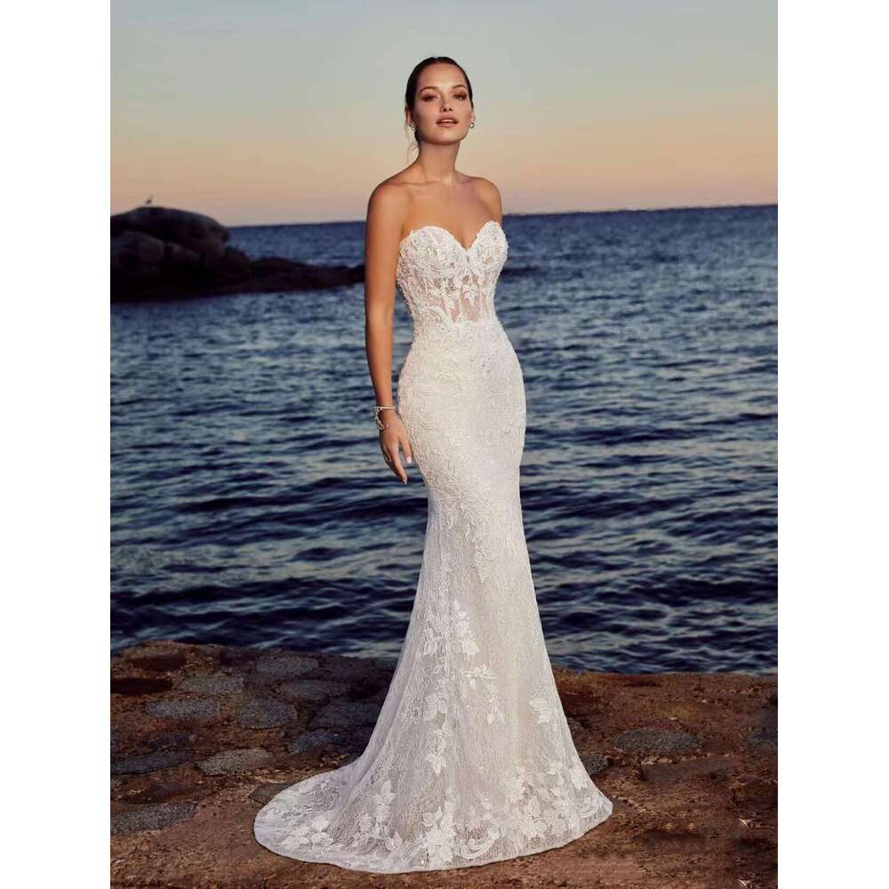 Beach Wedding Dresses With Detachable Train Sexy Bridal Gowns Lace Robes Sleeveless Backless Vintage Vestidos De Novia 2024 0213