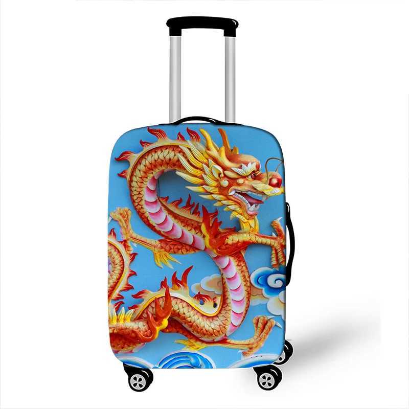 Chinese Royal Dragon Print Luggage Cover for Travelling Vintage Trolley Case Protective Covers Elastic Anti-dust Suitcase CoverXJ240723