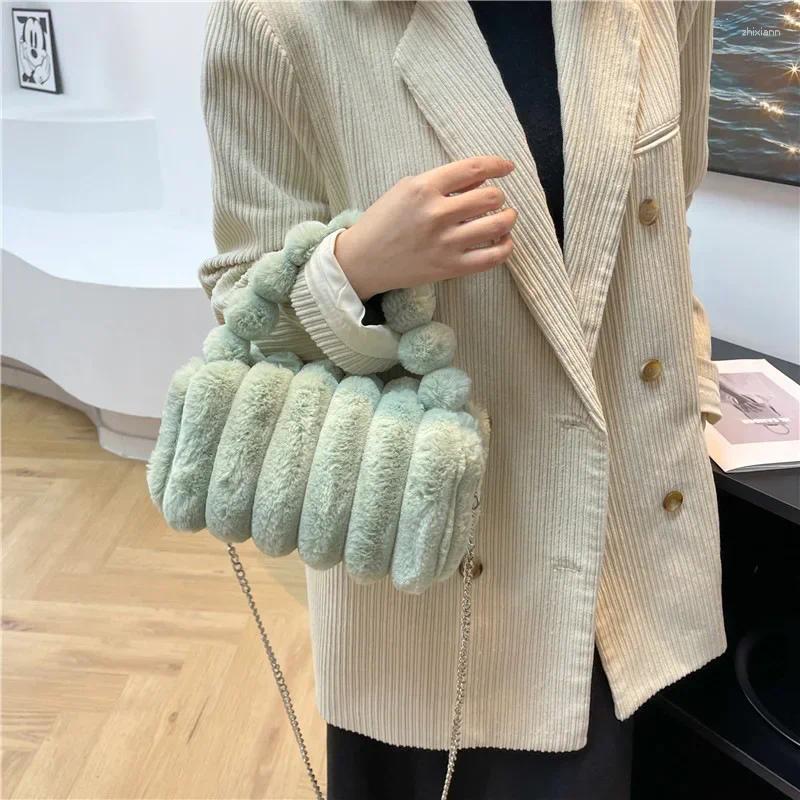 Shoulder Bags Trend Plaid Plush For Women Designer Square Female Bag Fashion Purse Winter Crossbody Handbag zhanyishengli