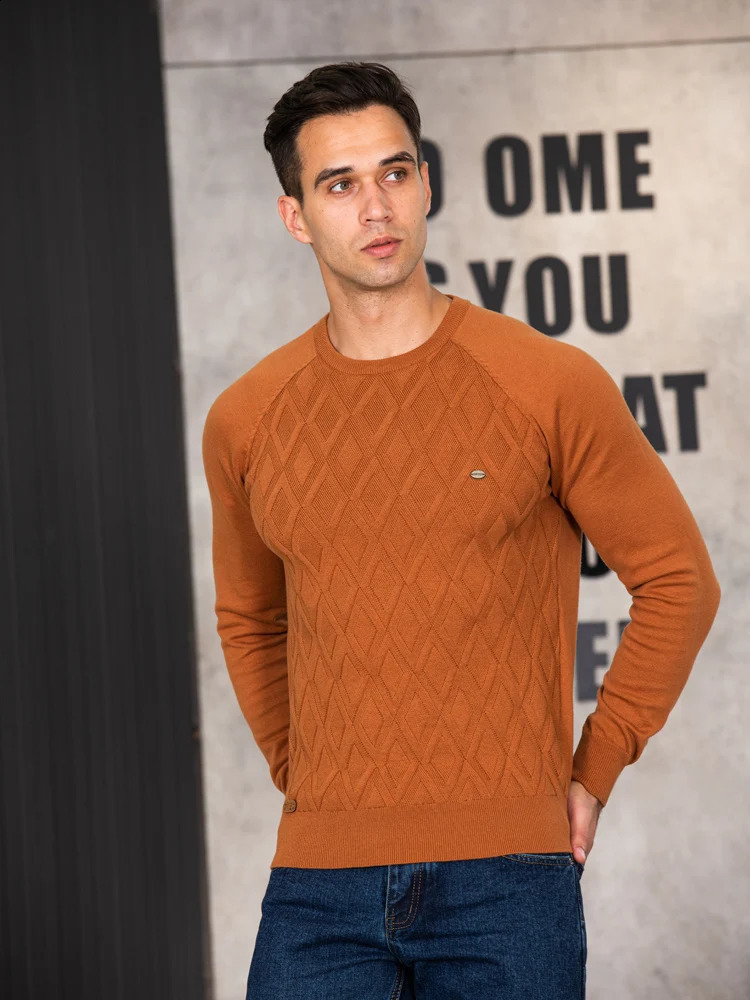 AIOPESON Argyle Basic Men Sweaters Solid Color O-neck Long sleeve Knitted Male Pullover Winter Fashion Warm Sweaters for Men 240816