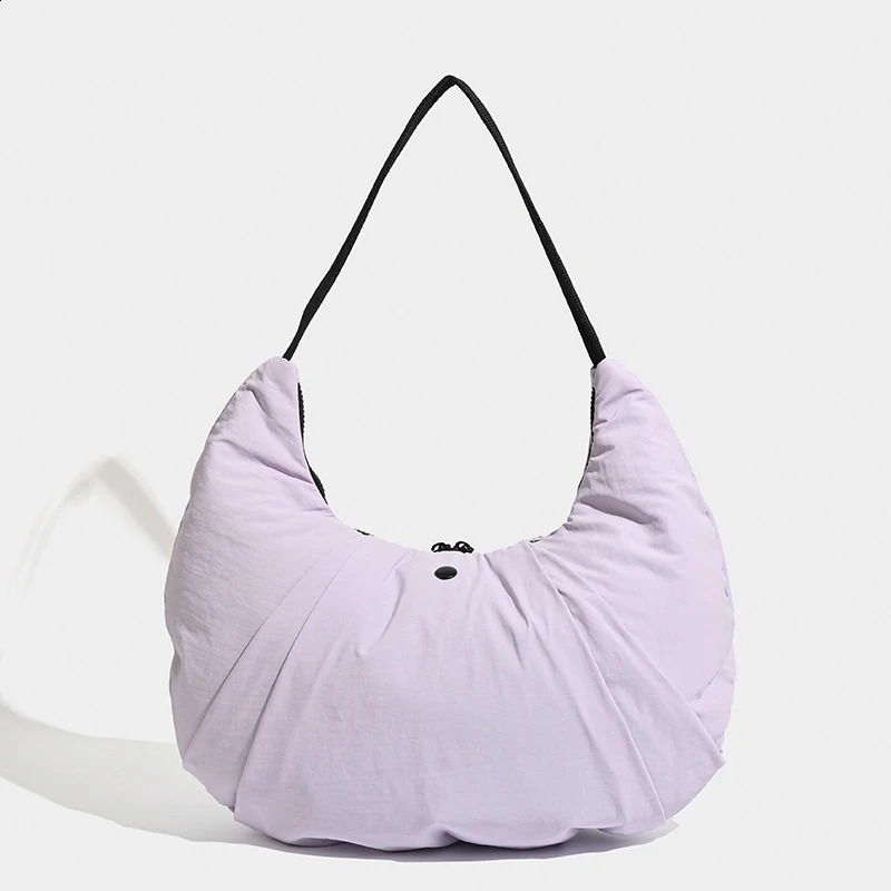 Nylon Half Moon Bag For Women Handbag Purse 2024 In Casual Large Capacity Yoga Sports Fitness Light Shoulder 240723