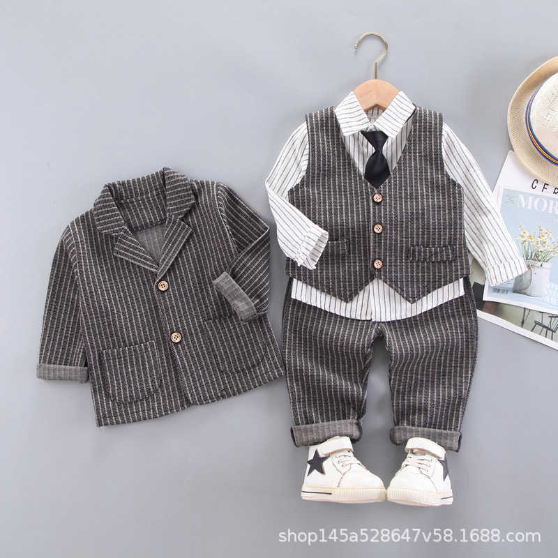 Clothing Sets Boys suit set childrens one year old British suit childrens new style boys baby flower girl autumn four piece set 96TG