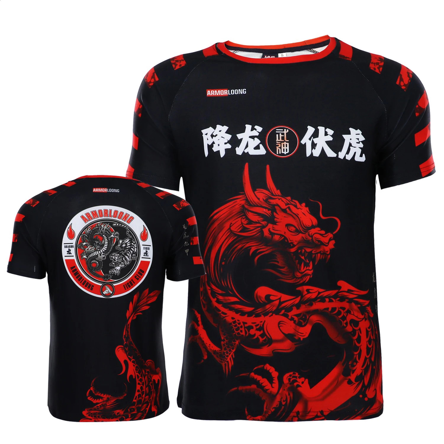 Rashguard Jujutsu Grabbing MMA Shorts Gym Training Muay Thai Pants Taekwondo T-shirt Mens Red Dragon Thai Boxing Box Clothing 240715