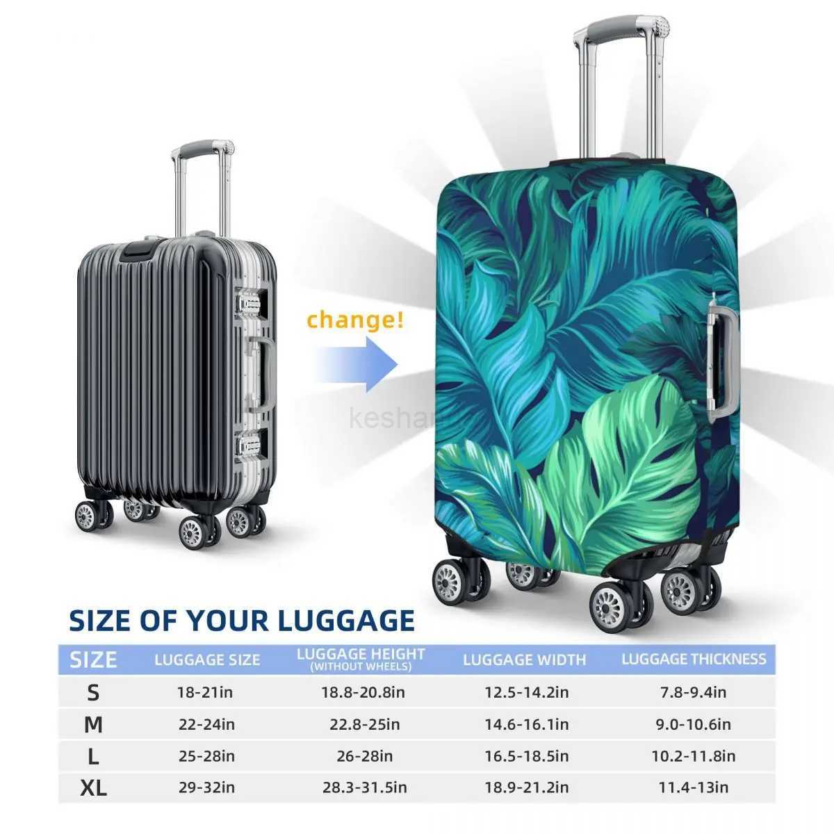 Hot Sale-- Tropical Leaves Prints Suitcase Cover Practical Business Protection Luggage Case HolidayXJ240723