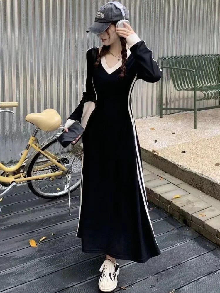 Plus Size 4xl 5xl Casual Slim Long Sleeve Dresses Summer Black Office Lady Womens Clothing Spring Korean Fashion Elegant Dress 240722