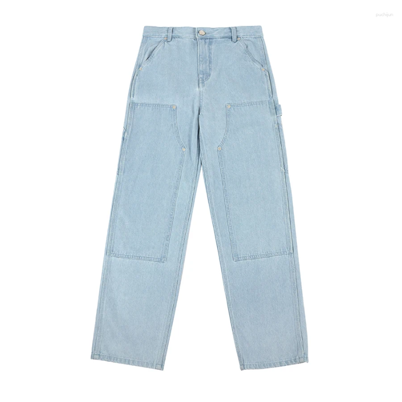 2025 S Fashion Designer Men S Jeans Solid Double Knee Work Denim Painter Pants Custom Carpenter Cargo
