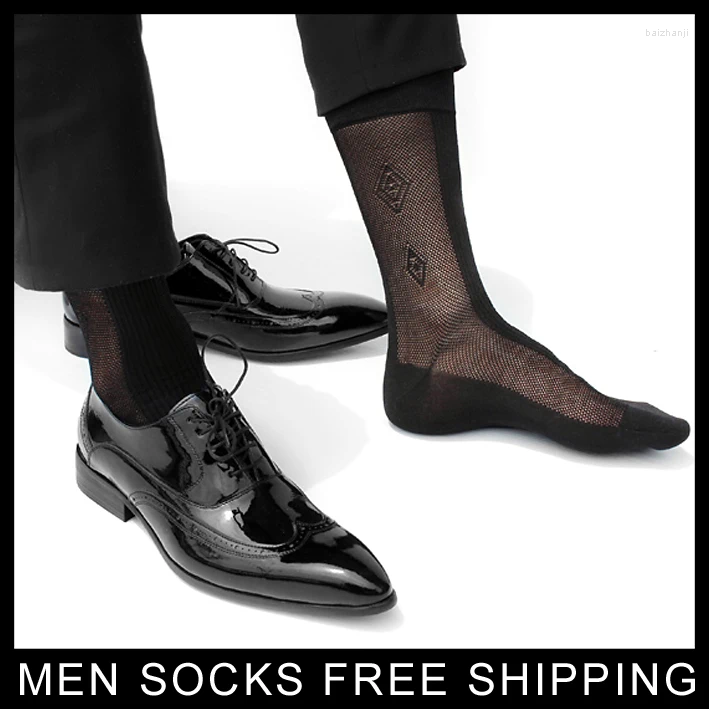 Sexy Socks Mens Socks Formal Dress Suit Silk For Leather Shoes Mens Sexy Thin Sheer Gay Sock Fetish Collection Hose Stockings z241106