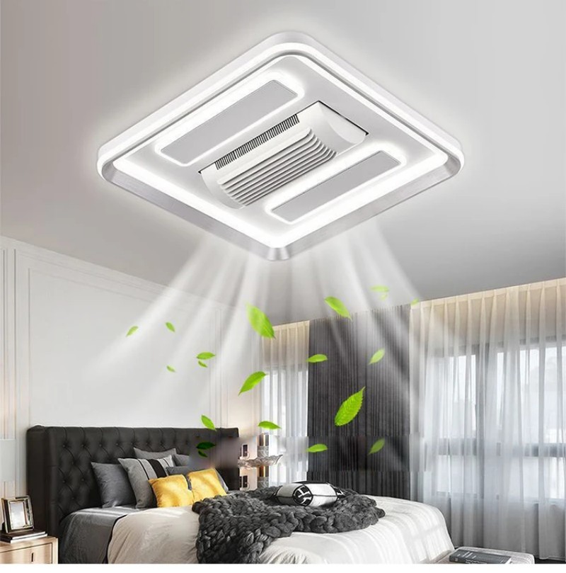 LED Invisible Bladeless Ceiling Fan Chandelier Smart Home Decoration for Living Room Bedroom Children's Room Indoor Lamps