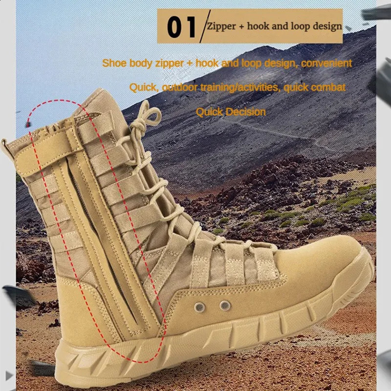 Lightweight Combat Boots Tactical Boots Men Outdoor Hiking Desert Army Shoes Breathable Comfort Male Jungle Ankle Shoes 240708