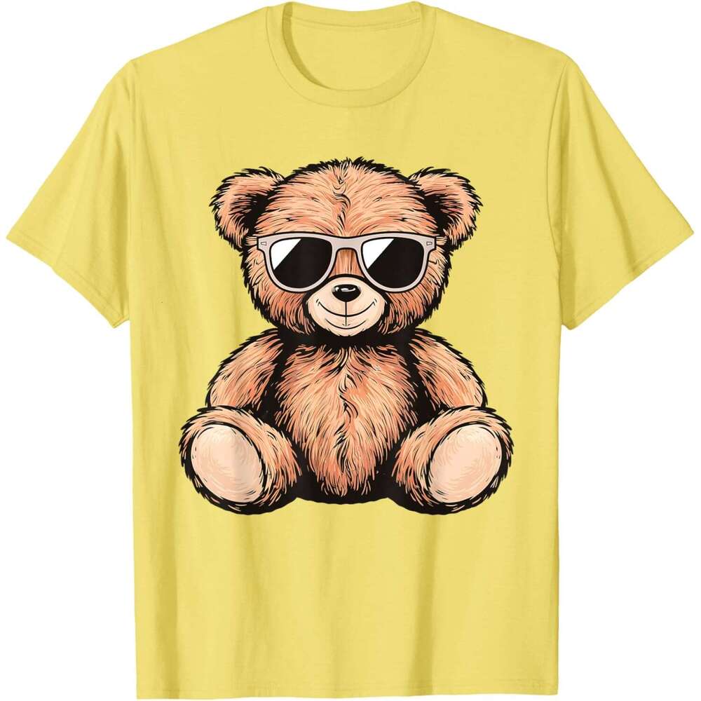 Men tops graphic tee Cool Teddy Bear Men Casual Cute Funny Graphic T-Shirt Free shipping