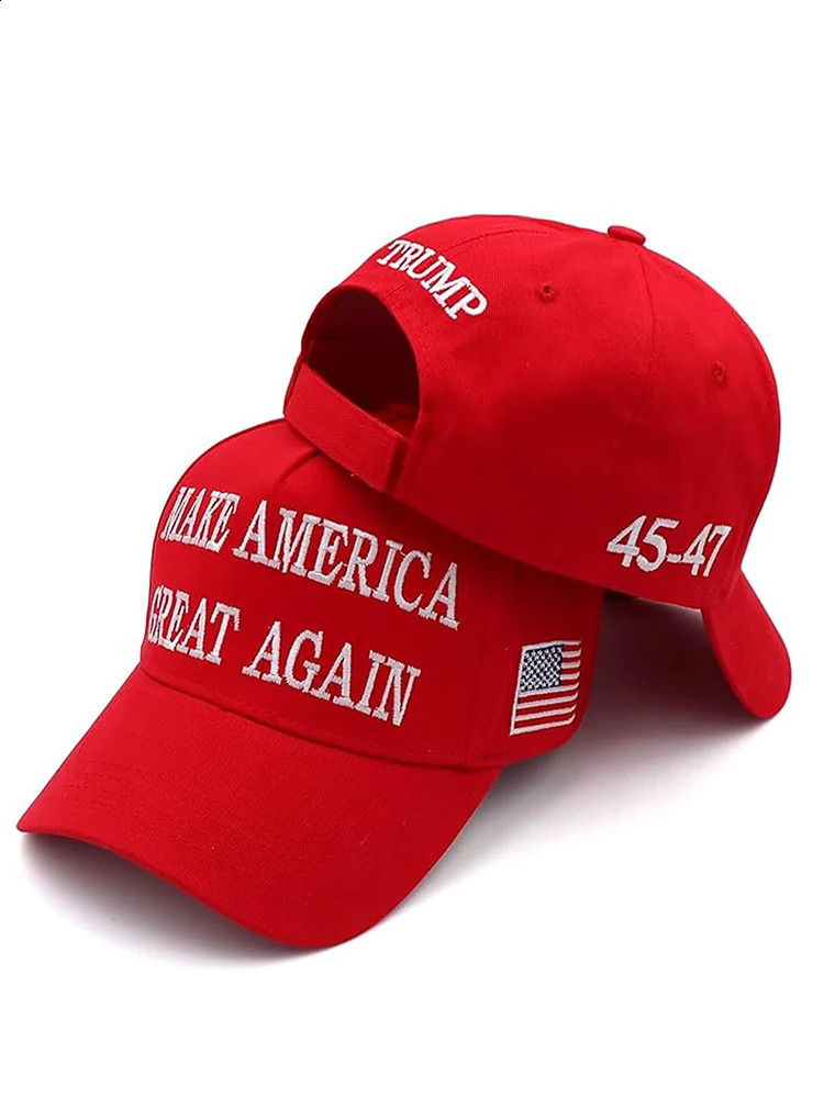 Red White 2024 MAGA Donald Trump Hat 45-47 MAKE AMERICA GREAT AGAIN Slogan Adjustable Embroidered American USA Flag Baseball Cap 240718