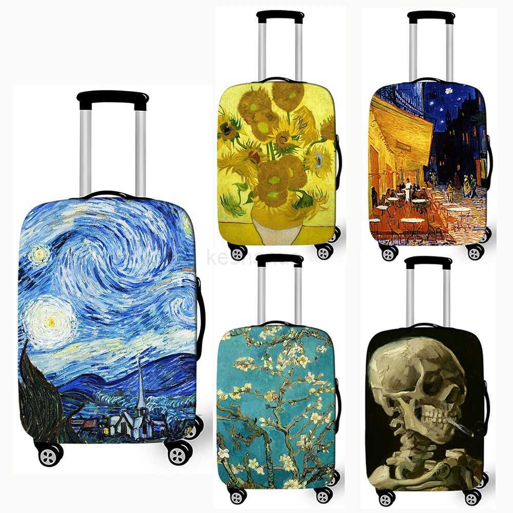 Oil Painting Starry Night By Van Gogh Luggage Cover Sunflower Cafe In Arles Travel Suitcase Covers Trolley Case Protective CoverXJ240723