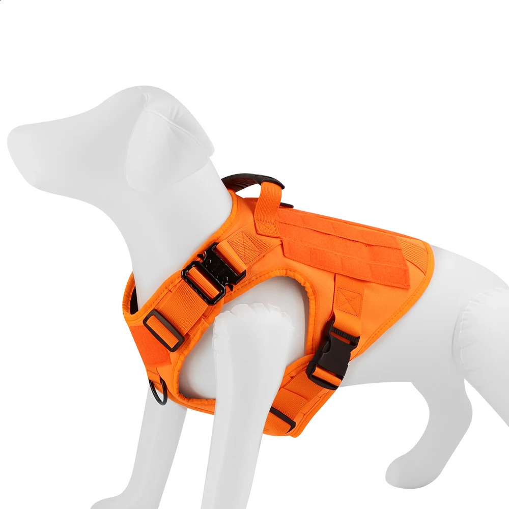 Orange Dog Harness For Large Medium Dogs Military Harness Collar Leash Set Adjustable Pet German Shepherd Tactical Training Vest 240722