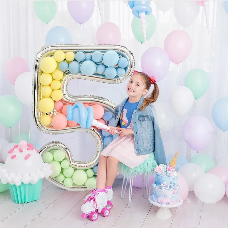 65inch Giant Number Balloon Frame Kids Birthday Decoration Figure 0-9 Balloons Filling Box Anniversary Baby Shower Party Decor 240719