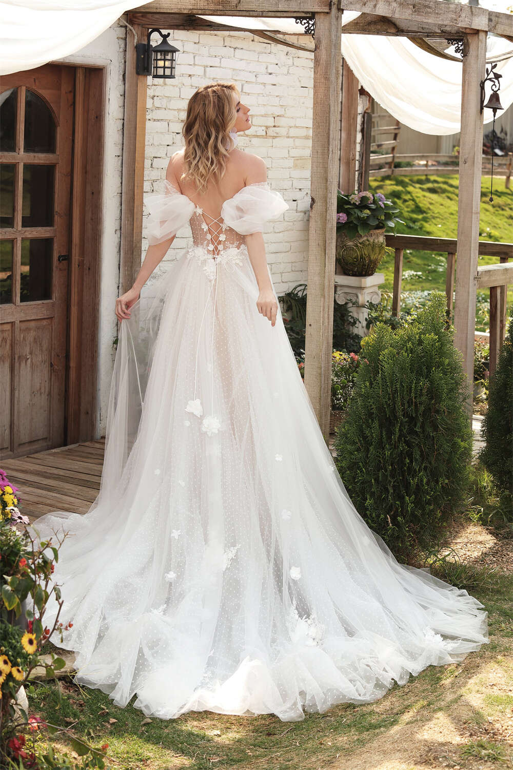 Shiny Off The Shoulder V-neck 3d wer A e Wedding Dresses Side Slit Custom Made Formal Bridal Grown 2024 Rode De Morrie