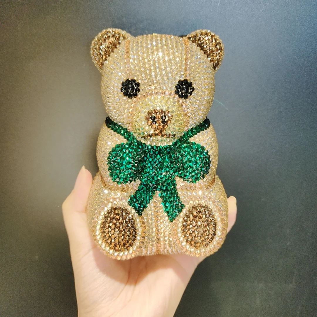 Lady Wedding Bridal Bear Clutch Purse Women Evening Party Bags Chain Shoulder Bag Elegant Rhie Banquet Day Clutches Purses 240723 4