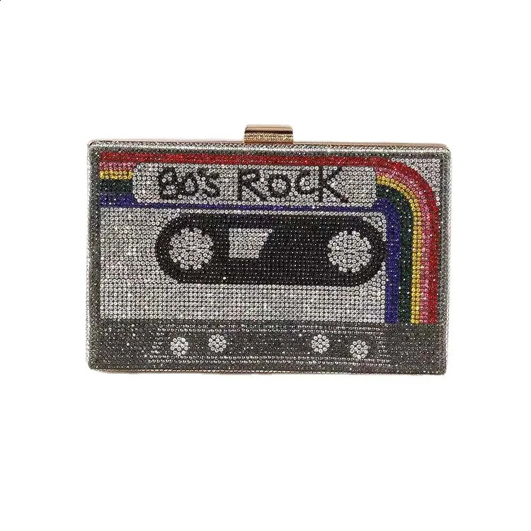 Blue wallet crystal diamond ladies dinner bag clutch portable wedding night party shoulder money 240723Zl