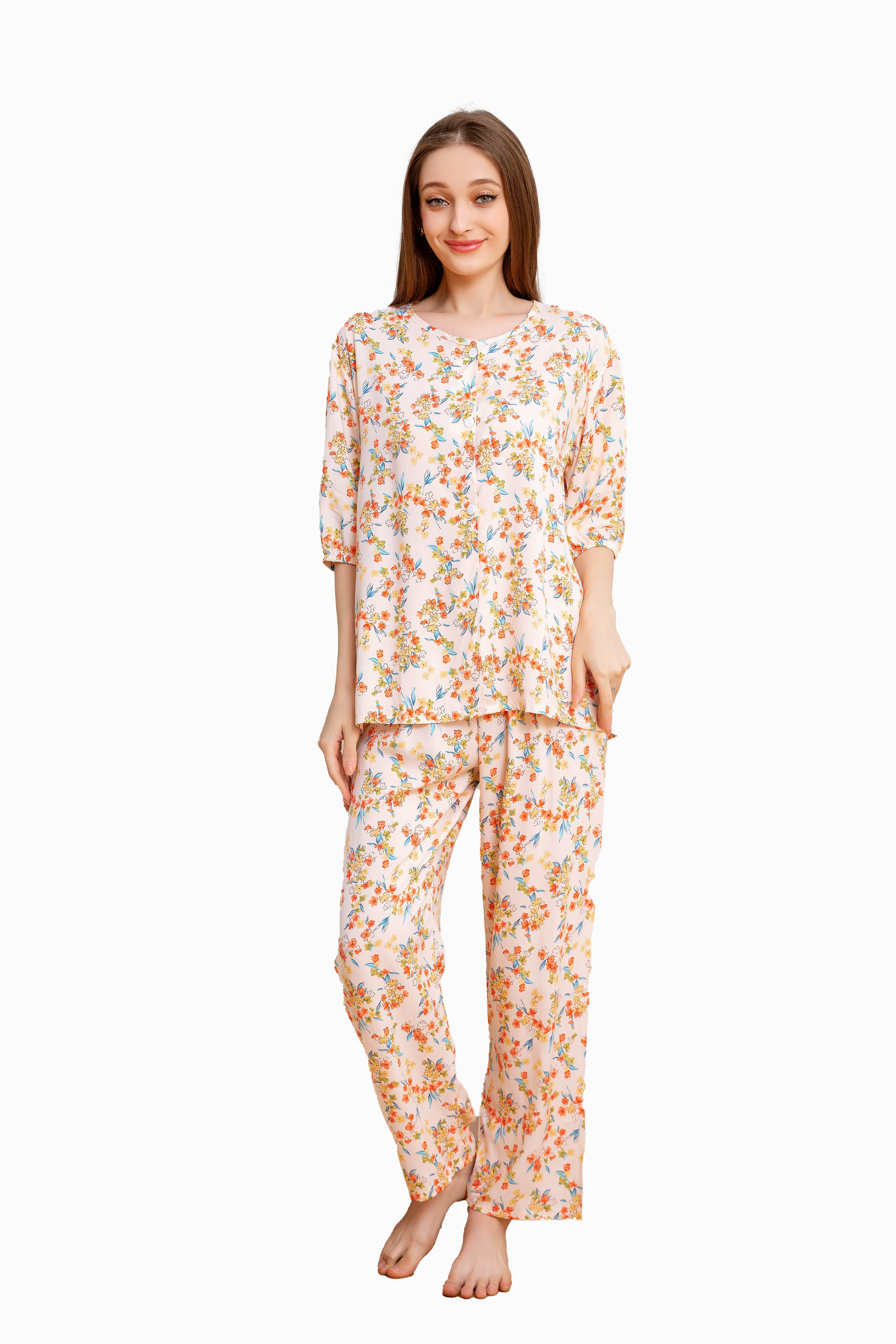 Women's home clothes, pajamas, inulin small floral pants set C203