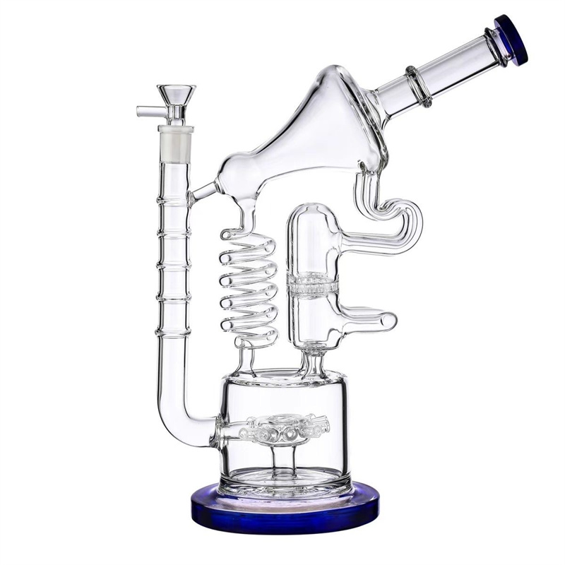 Giant glass Bongs recycling machine, glass water pipe drilling rig water pipe birdcage, large bubble Mobius matrix 14mm joint (GB-280)