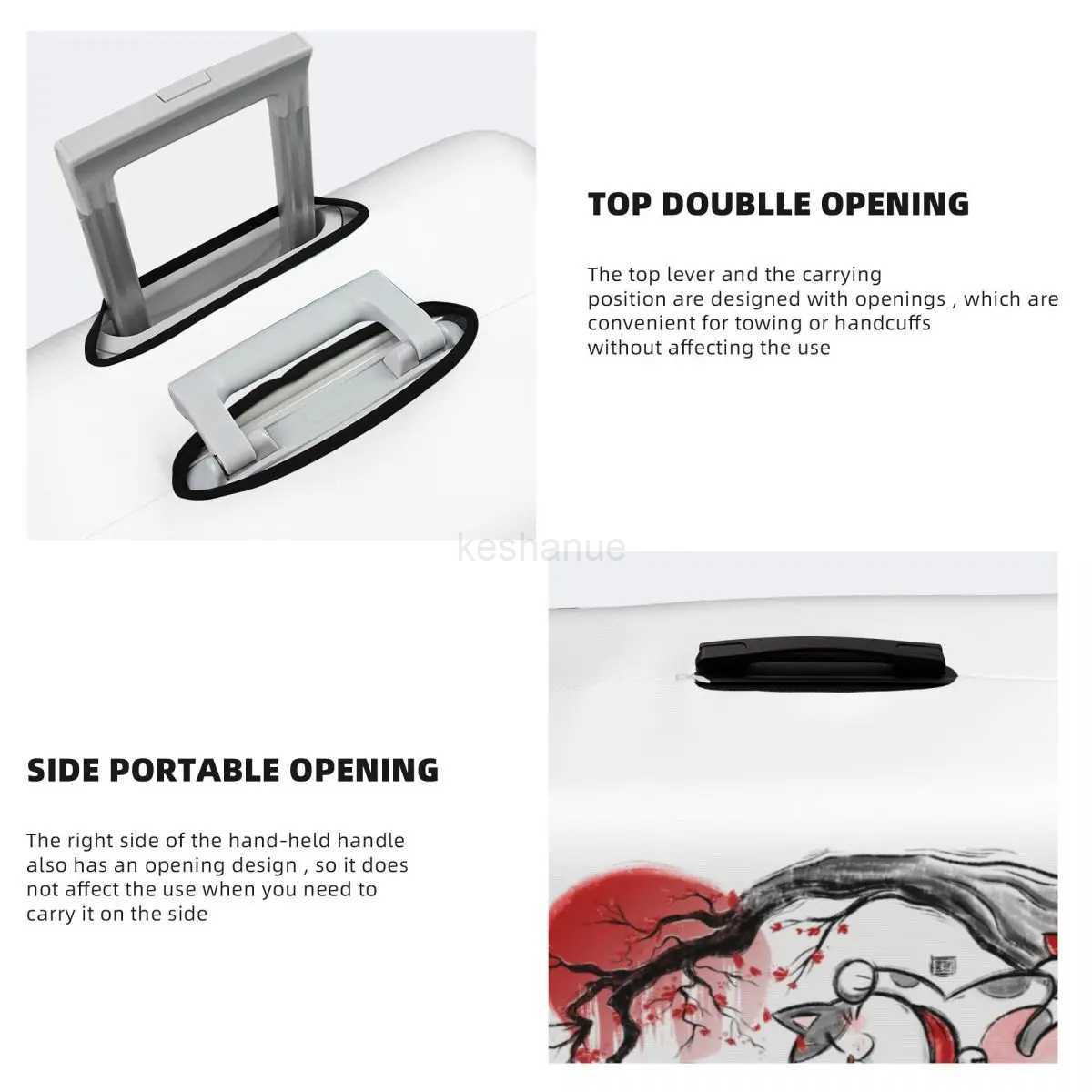 Custom Maneki Neko Sakura Flowers Luggage Cover Protector Lucky Cat Cherry Blossom Suitcase Protective Cover for 18-32 InchXJ240723