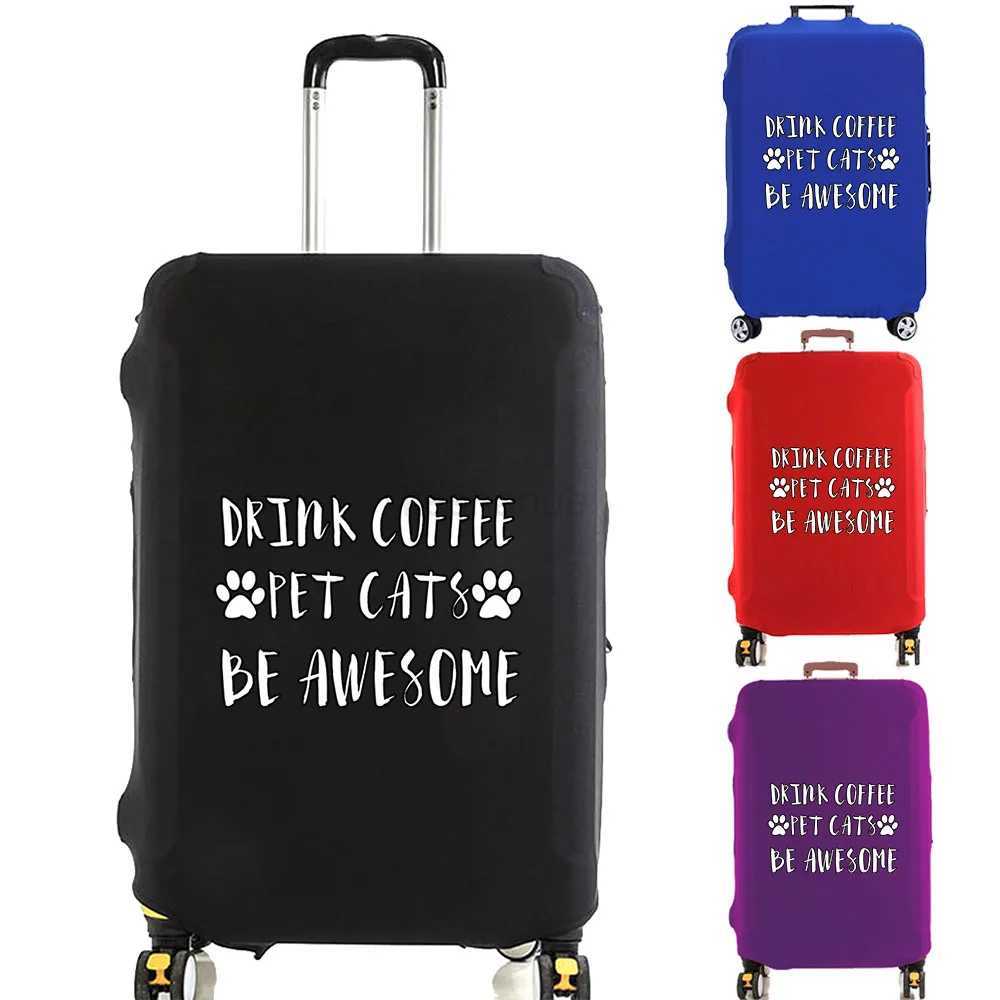 Luggage Cover Suitcase Protector Drink Coffee Letter Print Thicker Elastic Dust Cover 18-32 Inch Trolley Case Travel AccessoriesXJ240723
