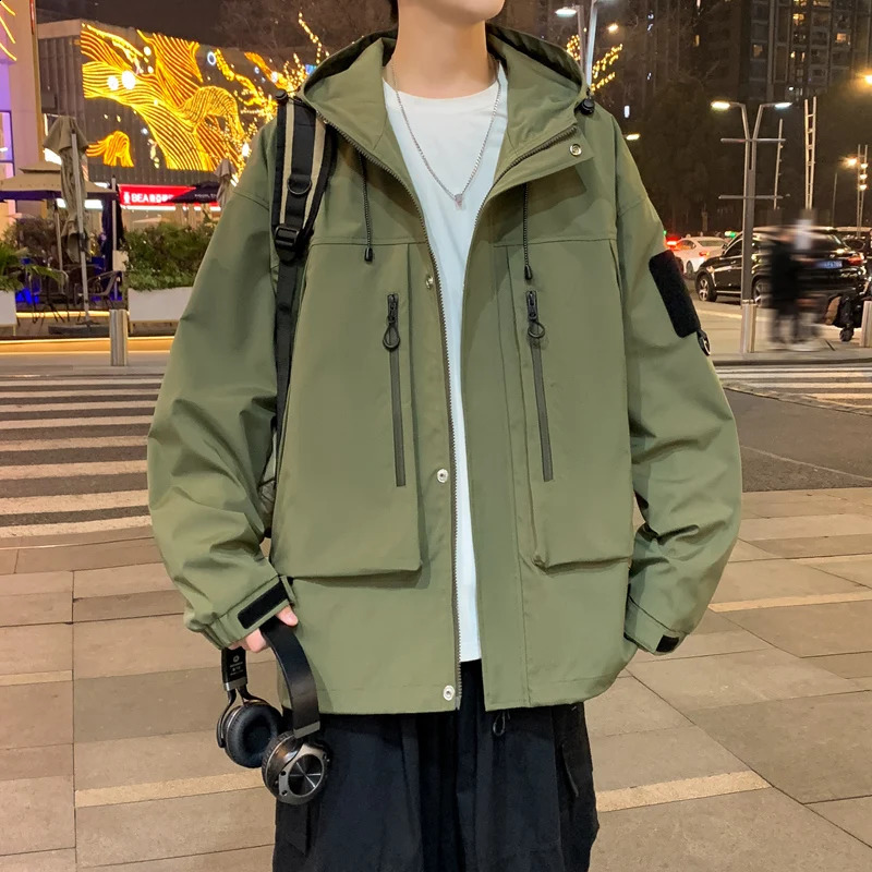 Fashion Hiking Camping Spring Autumn Jacket Men Korean Fashion Windproof Waterproof Hooded Windbreaker Casual Jackets 240719