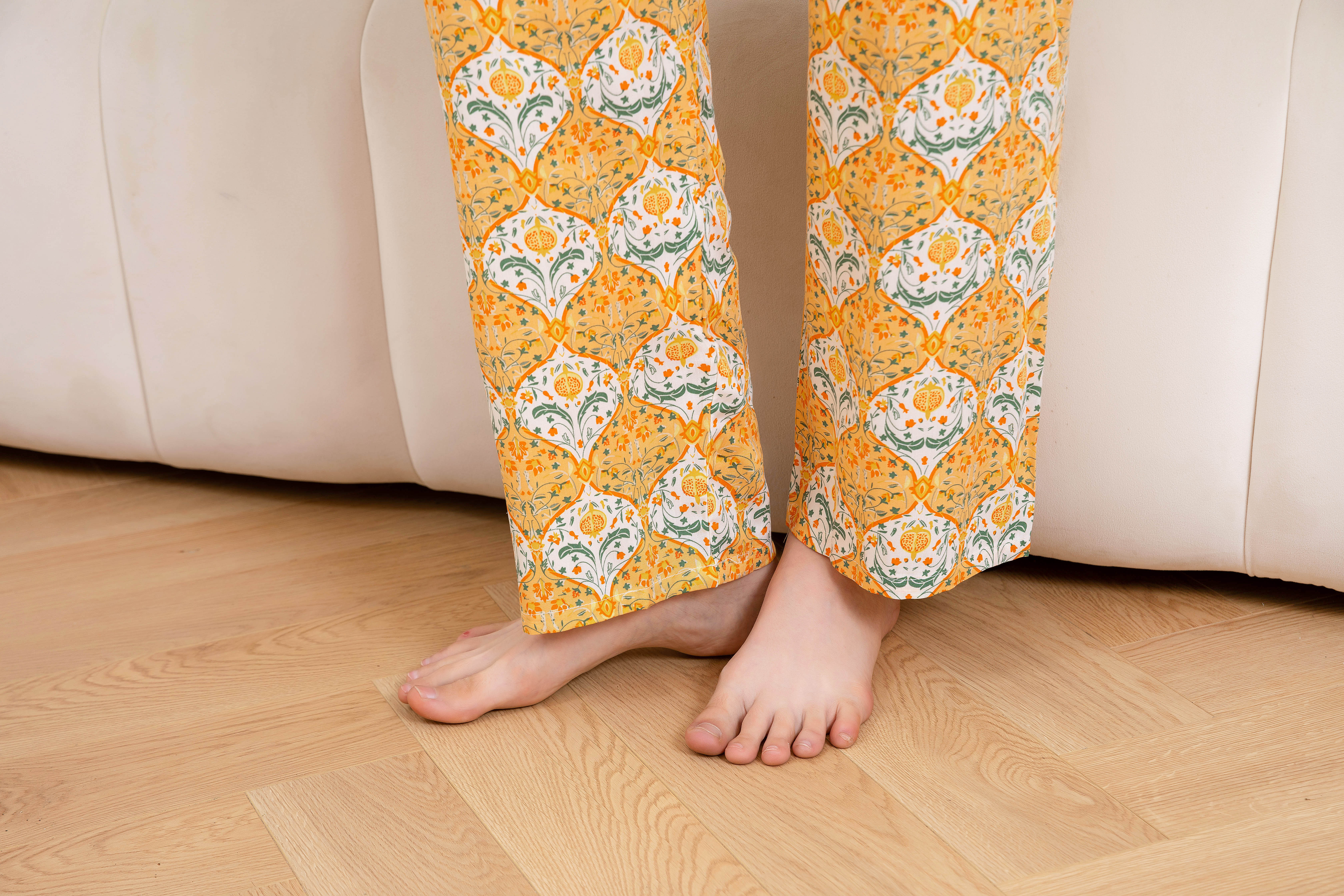 Women's Home Clothes Pajamas Yellow Bottom Pomegranate Pants Set C215