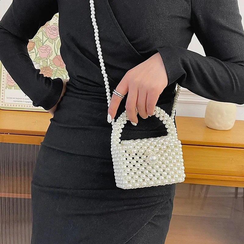 Womens Bag Handwoven Beaded Handbag High Quality Fashion Trendy Beach Vacation Phone Makeup Party Bag Bolso de mujer 240723