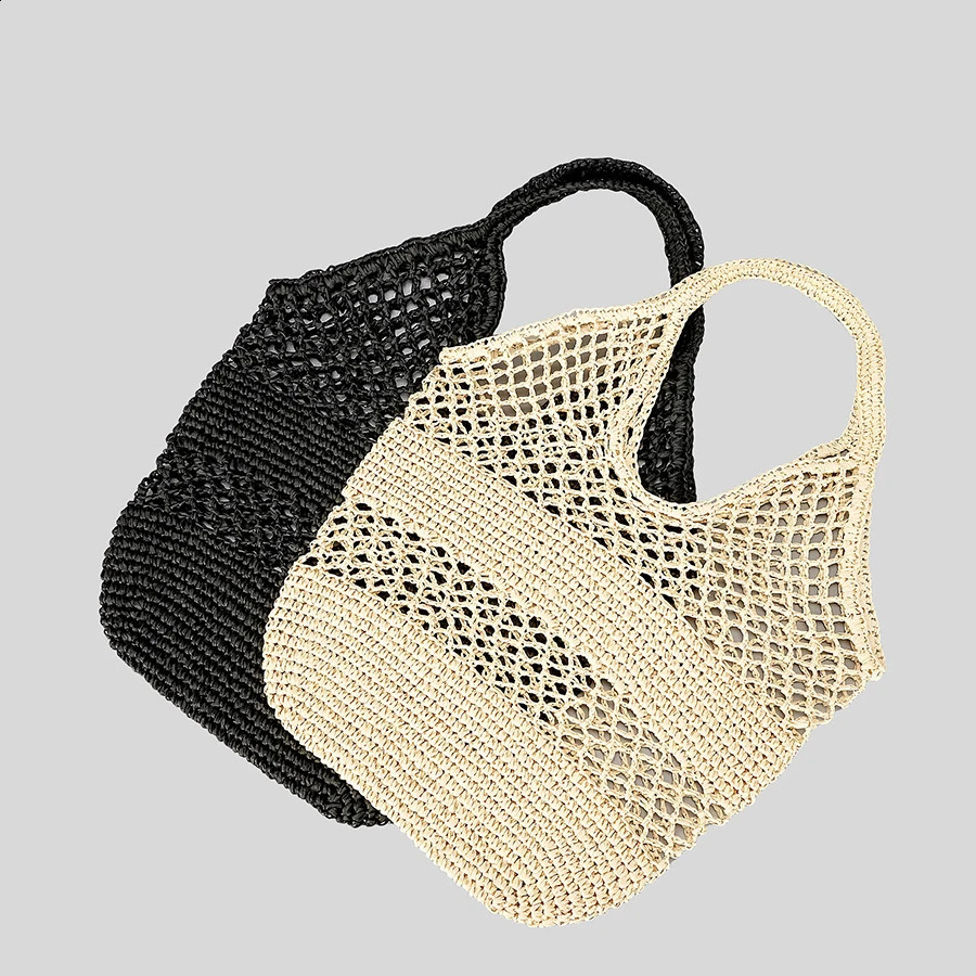 Casual Hollow Straw Women Shoulder Bags Paper Woven Lady Handbags Handmade Summer Beach Large Tote Bag Big Shopper Purses 240821