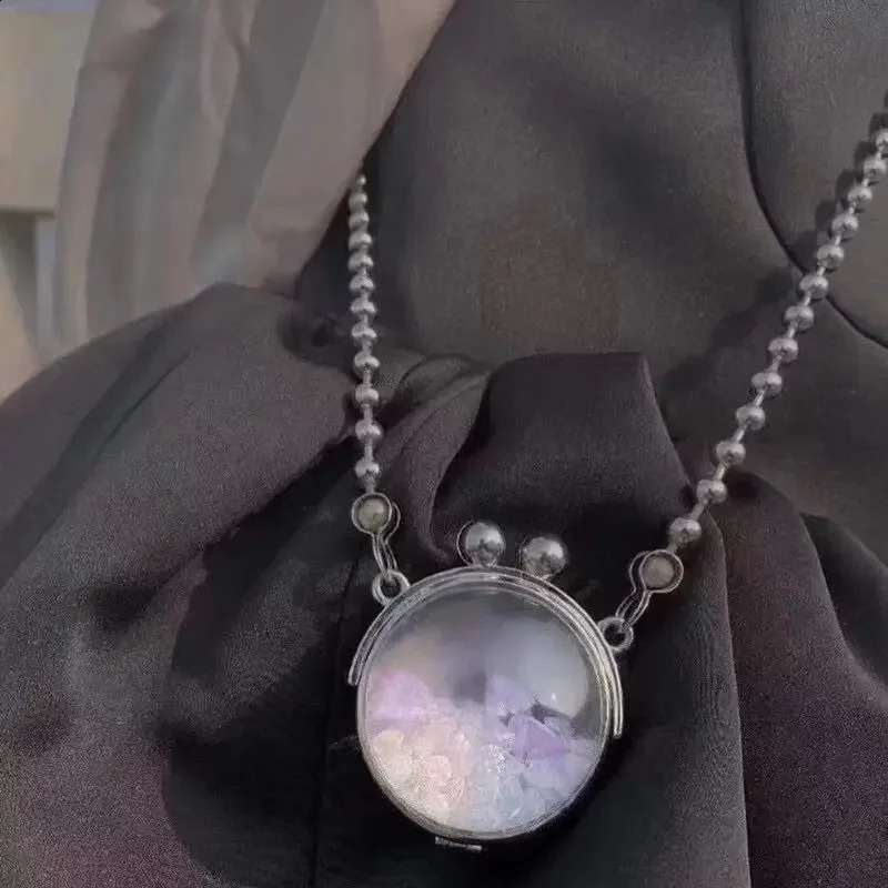 Mini bag womens crystal round chain sequin fashionable buckle transparent shoulder handbag decorative 240723Zl