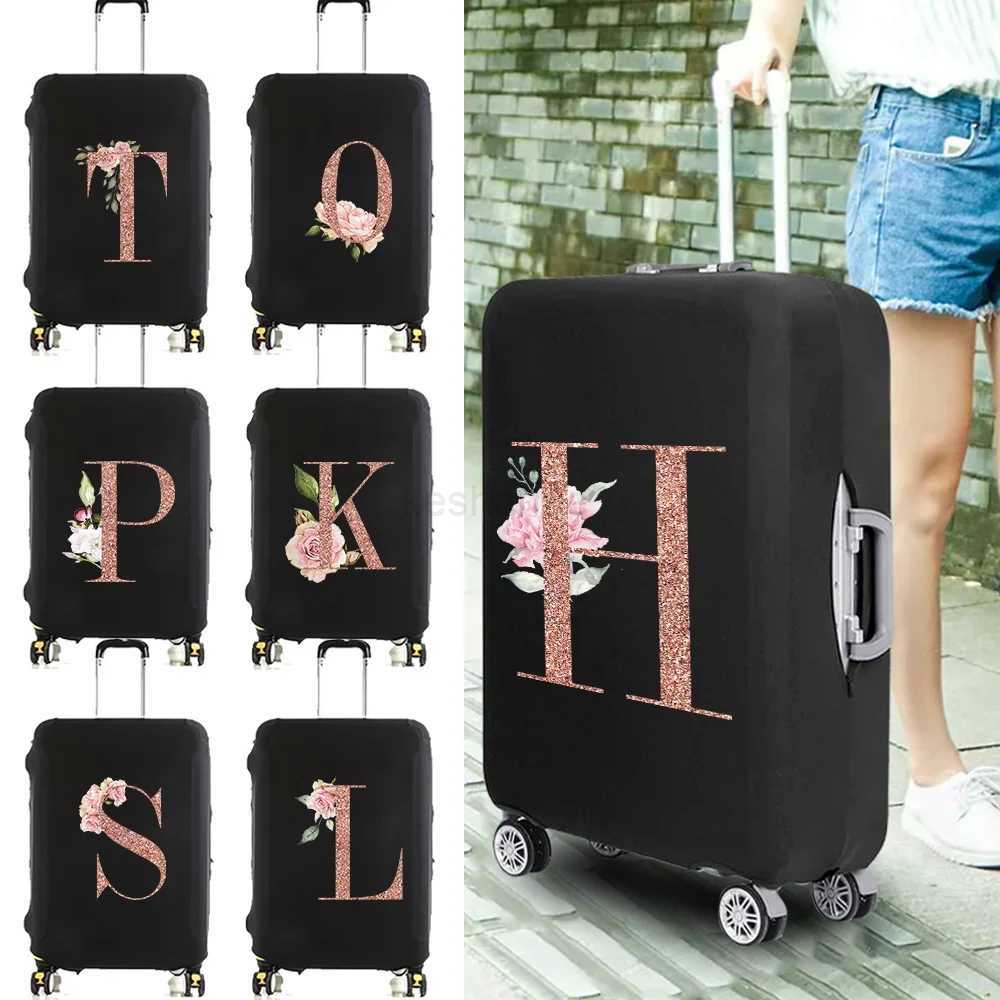 Travel Essentials Suitcase Cover Rose Gold Letter Print for 18-32 Inch Traveling Accessories Bag Trolley Luggage Protective CaseXJ240723