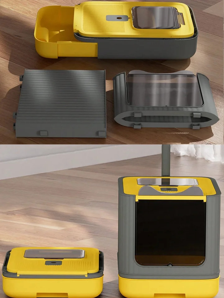 Portable Cat Litter Box with UV Sterilizing Lamps No-Assembly-Detachable Fully Enclosed Cat Litter Box Medium Feline 240722