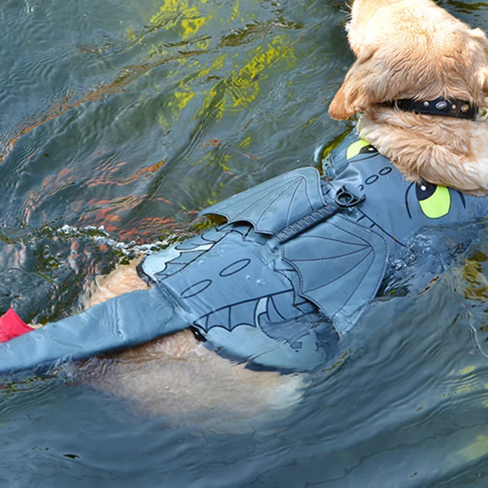 Pet Dog Safety Swimsuit Dog Life Jacket Ripstop Dog Lifesaver Shark Vests With Rescue Handle For Swimming Pool Beach Boating 240722