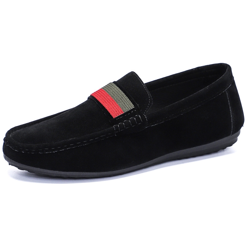 Four season frosted suede leather with soft sole and plush, lazy British style high-end bean shoes for men's casual shoes