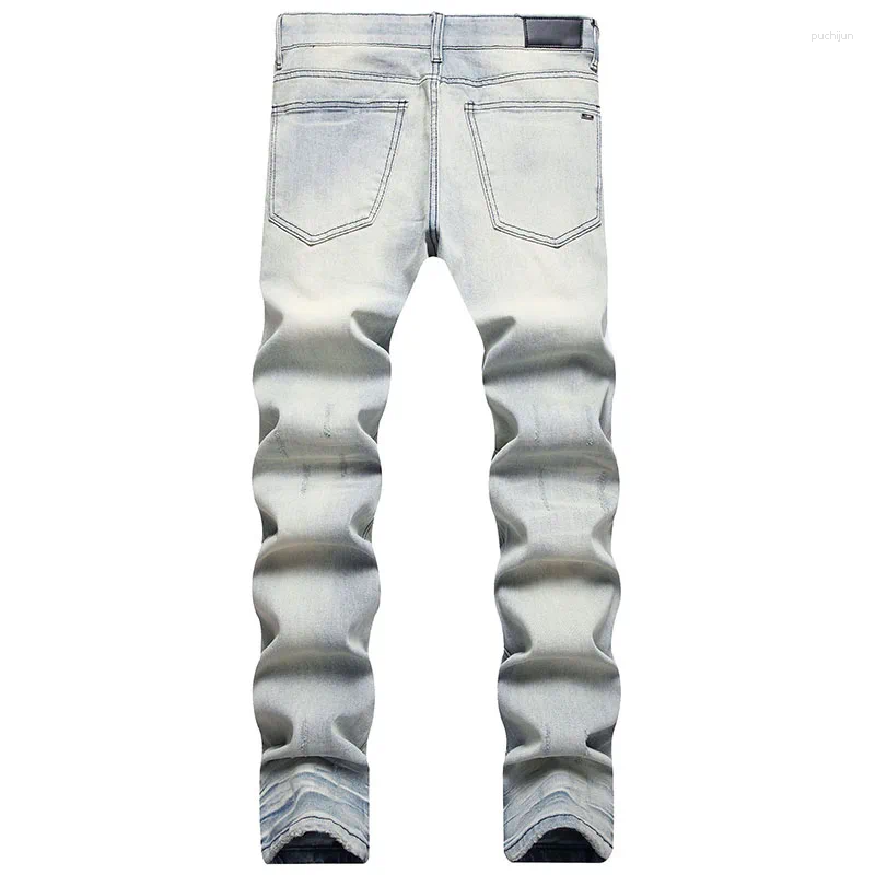 Men's Jeans Mens High Quality Light Blue Straight Slim Plus Size 42 44 Pantalones Designer For Men Casual Denim Pants