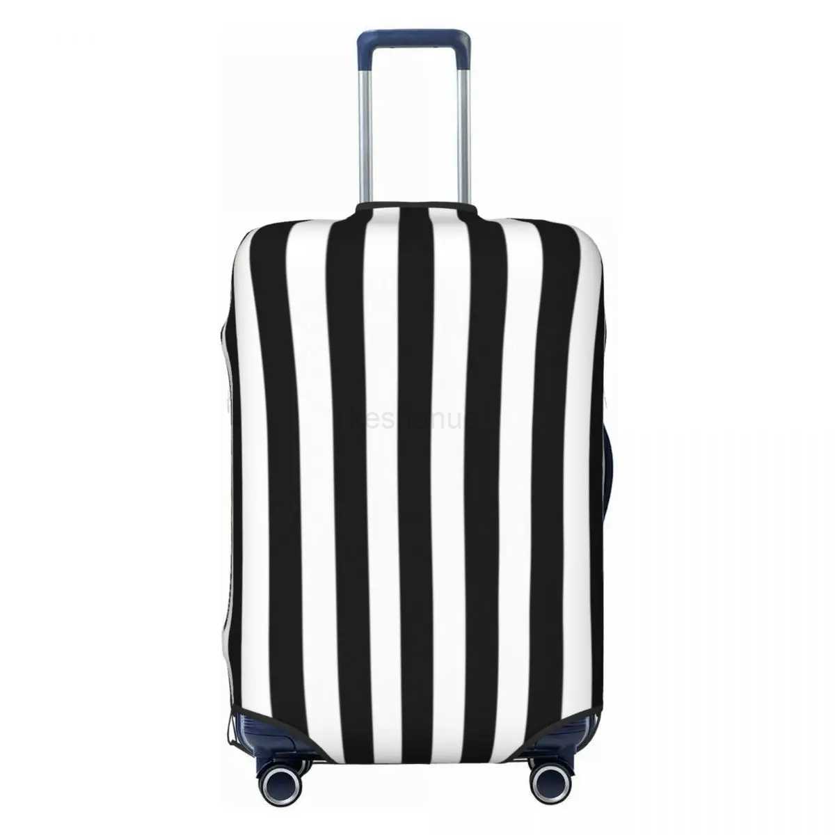 Vintage Striped Print Suitcase Cover Black White Vertical Stripes Vacation Cruise Trip Useful Luggage Supplies ProtectorXJ240723