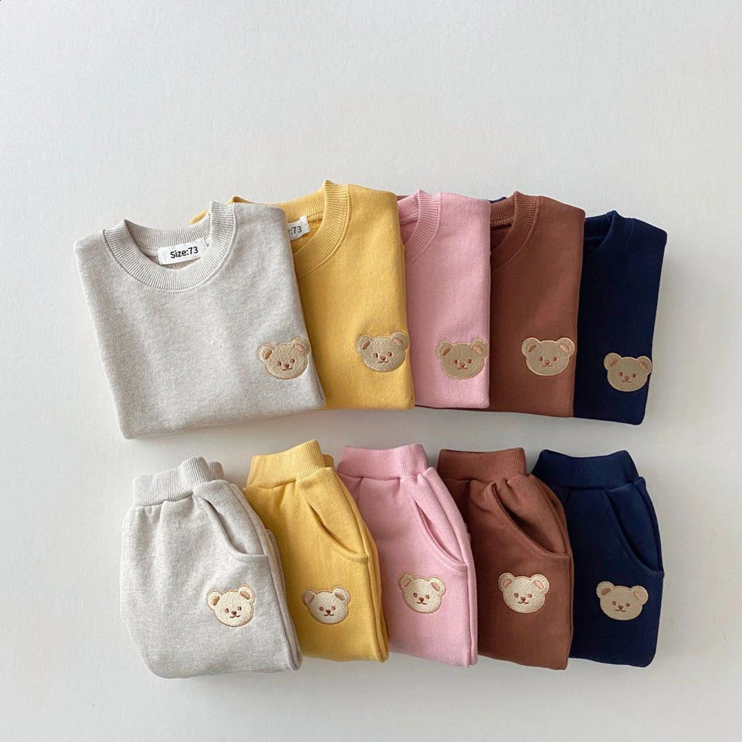 Kids Baby Girls Boys Clothes Costume Long sleeve Hooded Tracksuit Tops Pants Children Spring Outfits Baby Set infantil born 240715