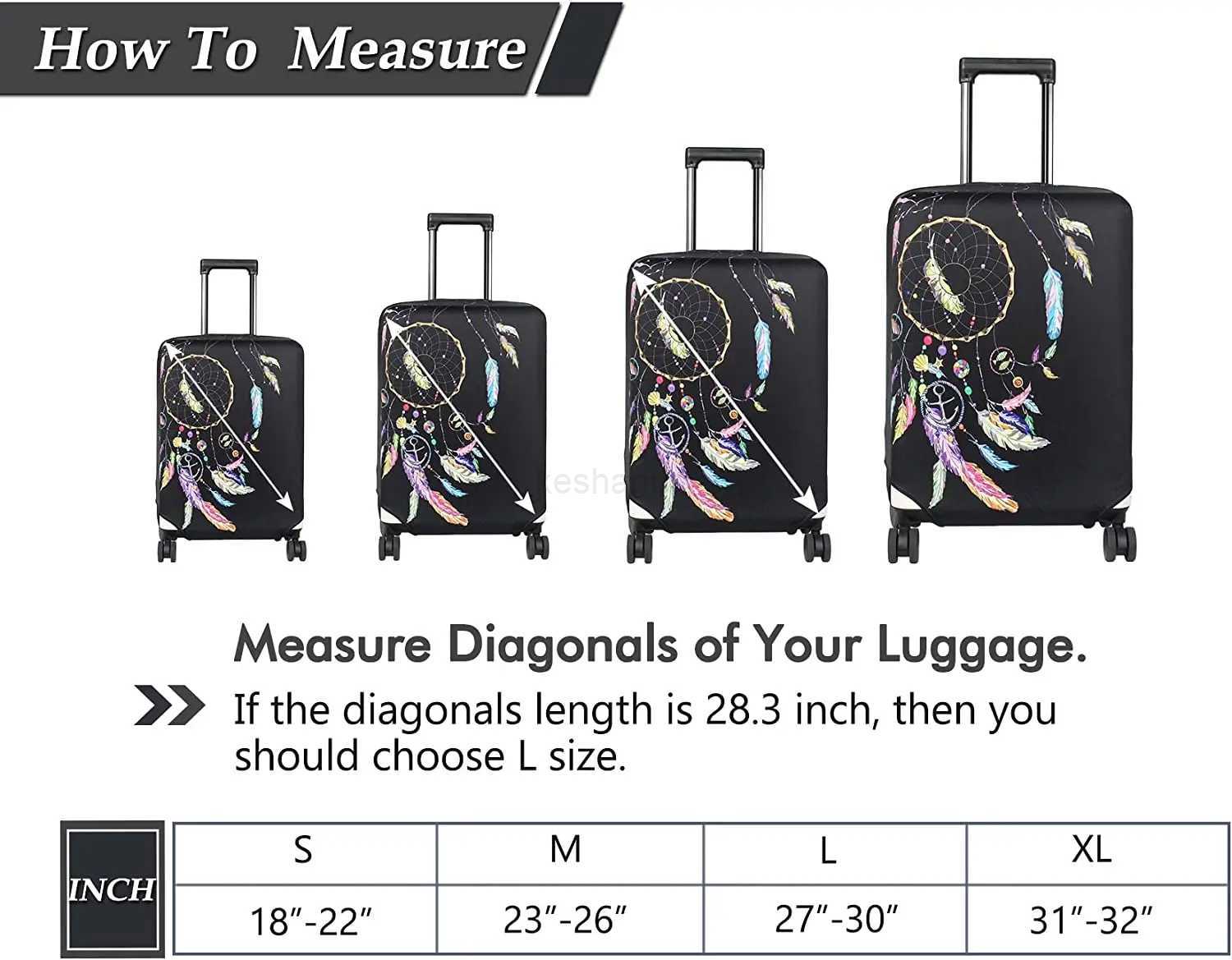 Dreamcatcher Print Washable Luggage Cover - Fashion Suitcase Protector Fits 18-32 Inch LuggageXJ240723